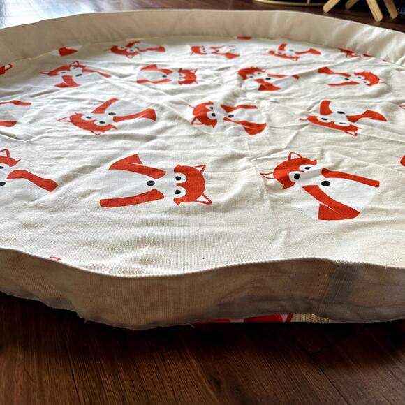 3 Sprouts Convertible Toy Storage Bag and Portable Play Mat, Orange Fox Pattern - Picture 7 of 15